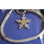 NIB Nature's Masterpiece Sterling Mesh Chain Rhinestone Snowflake Bracelet Silver Photo 1