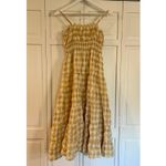 Storia Cotton Gingham beige smocked midi tank dress small Photo 4