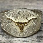 Vintage silver cuff with gold longhorn Silver Photo 2