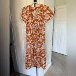 Anthropologie Somerset Short Sleeve Terracotta Floral Maxi Dress Orange Photo 6
