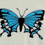 SheIn Blue Butterfly Print White Mock-Neck Long Sleeve Crop Top Photo 8