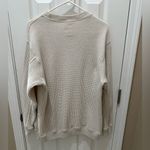 Aerie The Sweat Waffle Crew Neck Sweatshirt size Small oversized beige cream Photo 3