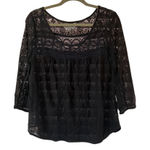 American Eagle  Outfitters Black Lace Scoop Neck 3/4 Sleeve Top S/P Photo 0