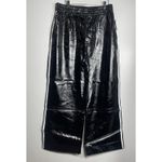 Maeve Faux Patent Leather Wide Leg Pant Large Black NEW Streetwear Anthropologie Photo 2