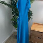 Alexis Lune Gown Womens Blue Sleeveless Cutout A-Line Maxi Satin Medium Photo 5