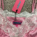 Edikted NWT Pink  Brandi Lace Trim Satin Tank Top Photo 3