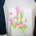 Modcloth Raglan Tee Dessert Cacti Print Grey Blue XS Photo 3