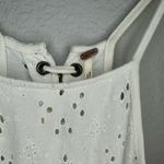 Free People  White Relaxed Eyelet Lace-up Tank Top Photo 4