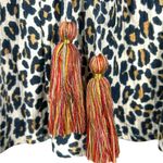 Coast Womens Mixed Media Embroidered Cheetah Tribal Animal Print Tassel Shirt XS Brown Photo 3