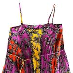 Milly  Women’s Irene Chain Pink Orange Pleated Floral Asymmetric Midi Dress 6 Photo 2