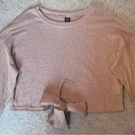 SheIn Tie-Knot Drop Shoulder Rib-knit Long Sleeve Cropped Sweater Photo 5