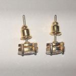 Vintage Gold Tone Retro Marquise Cut CZ Rhinestone Dainty Boho Pierced Earrings Photo 2