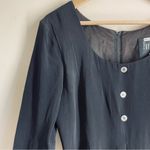 Vintage Parallel Wide Leg Button Front Long Sleeve Black Jumpsuit size 4 Photo 2