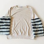ZARA Blush Ls Crewneck Sweatshirt With Faux Fur Sleeves Oversized Small/medium Photo 0