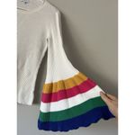 Crown & Ivy White Sweater With Rainbow Colorful Bell Flare Sleeves Size Small Photo 2