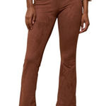 American Eagle Stretch Flare Pants Womens Large Brown Suede Knit Style Pull On Photo 0