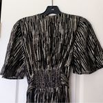 Ba&sh Dress Nixon Metallic Crossover-Neck Tie Maxi Party Black Gold XS GUC Photo 9