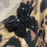 Karen Kane Cheetah Cardigan Sweater Sequin Bow Size Large Lightweight Photo 1