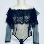 Windsor NEW Sheer Black Lace Bodysuit size Medium Photo 0