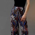 Anthropologie NEW  Maeve Floral Satin Wide Leg Fringe Pants in Size 0 Photo 1