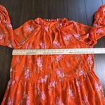 Vince Camuto  Dress Sheer Long Sleeve V-Neck babydoll Dress Ruffle Hem Size Large Photo 4