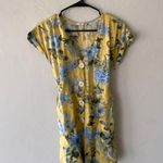 Mango yellow blue floral short sleeve romper Photo 3