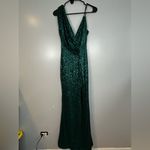 Baltic Born NWT One Shoulder Green Sequin High Slit Maxi Dress Gown Size Small Photo 1
