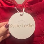 Selfie Leslie NWT  Red Mini Aphrodite Molded Bust Embroidered Wrap Dress Large Photo 10
