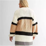 Buckle BKE Long Neutral Color Block Open Weave Knit Cardigan Sweater Size Small NWT Photo 5