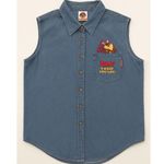 Looney Tunes Vintage Taz Devil Denim Vest Embroidered Cartoon Size 18/20W Photo 0