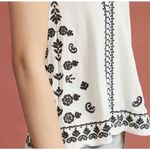 Anthropologie AKEMI + KIN Chelsey Embroidered Antique White Black Tank Top sz M Photo 2