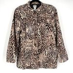 Chico's  Women's Cheetah Print Long Sleeve Button Up Blazer Jacket Brown‎ Size XL Photo 0