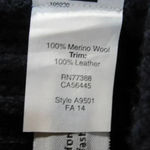 Madewell  Dark Navy Ribbed Merino Wool Motorcycle Sweater Leather Trim Size XS Photo 3