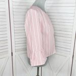 Nine West Striped Open Front Crop Blazer Jacket 3/4 Flared Sleeve Red White 8 Photo 2