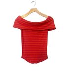 Free People  We The Free Pink and‎ Orange Striped Off the Shoulder Top Size Small Photo 1