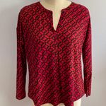 Dana Buchman Pullover Geometric Pattern Blouse- Red- Size L Photo 1
