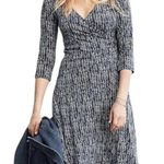 Garnet Hill Brianna Surplice Soft Jersey Knit Faux Wrap Lined Dress Navy S Photo 0