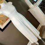 Wide Leg Cropped Linen Blend Halter Tie Jumpsuit White Size Small Photo 3