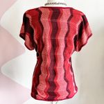 Orange Chevron Crochet Knit Top, Boho Festival‎ Hippie Indie Retro 70s Medium Photo 2