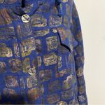 Alain Murati Studio Women Blue Gold Oversized 100% Linen Shacket with Hoodie M Size M Photo 10