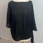 Vintage Armon Originals New York Semi Sheer Black Embellished Side Tie Top Size XL Photo 0