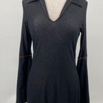 Vintage Y2k Bell Sleeve Stretch Cotton Denim Dress Collared V Neck Dark Wash M Blue Size M Photo 3