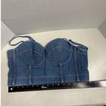 Denim Bustier Corset Top, Sleeveless Jean Cropped‎ Top, Blue Large Y2K Fashion Photo 4