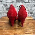 Alternative EUC Alternatives Red Suede Heels Size 41 (Shoe Bag Included) Photo 7