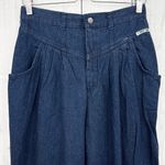American VINTAGE Cherokee 1970s Pleated Mom Jeans Size 10/12 High Rise Dark Wash Blue Photo 3