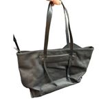 Tahari Black Leather Tote Bag With Double Handles & Front Pocket Photo 13