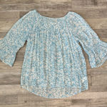 Counterparts  Blue Floral Lightweight Smocked Blouse 3/4 Sleeve S40 Photo 0