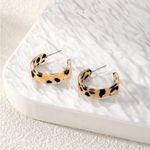 Leopard Print Hoop Earrings Brown Photo 7