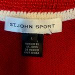 St. John Sport Wool Blend Red White Trim Ribbed Knit Full Zip Cardigan Size L Size L Photo 7