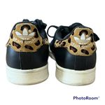 Adidas Stan Smith Black Leather & Leopard Print Sneakers Size 8.5 Photo 4